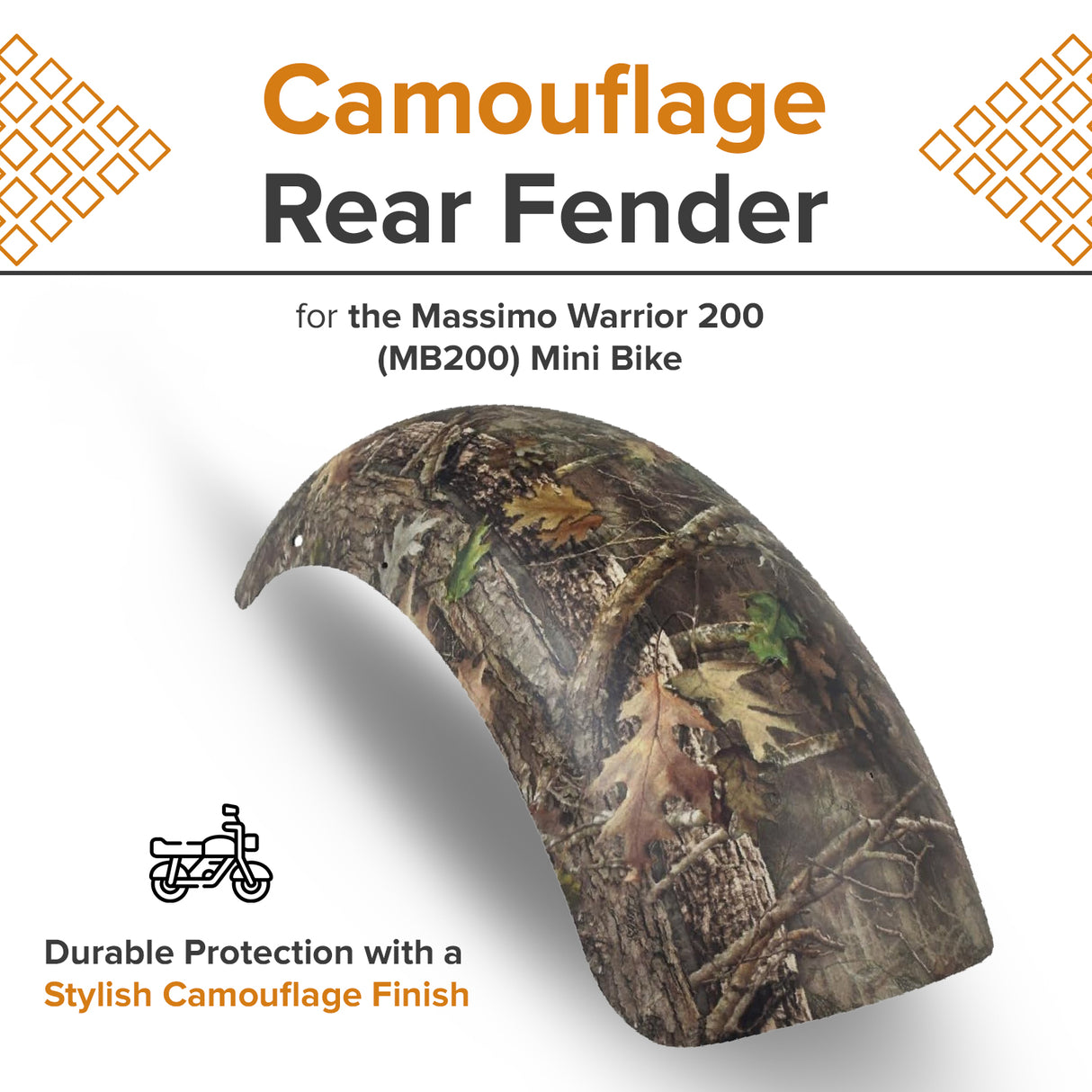 Camouflage Rear Fender for the Massimo Warrior 200 (MB200) Mini Bike