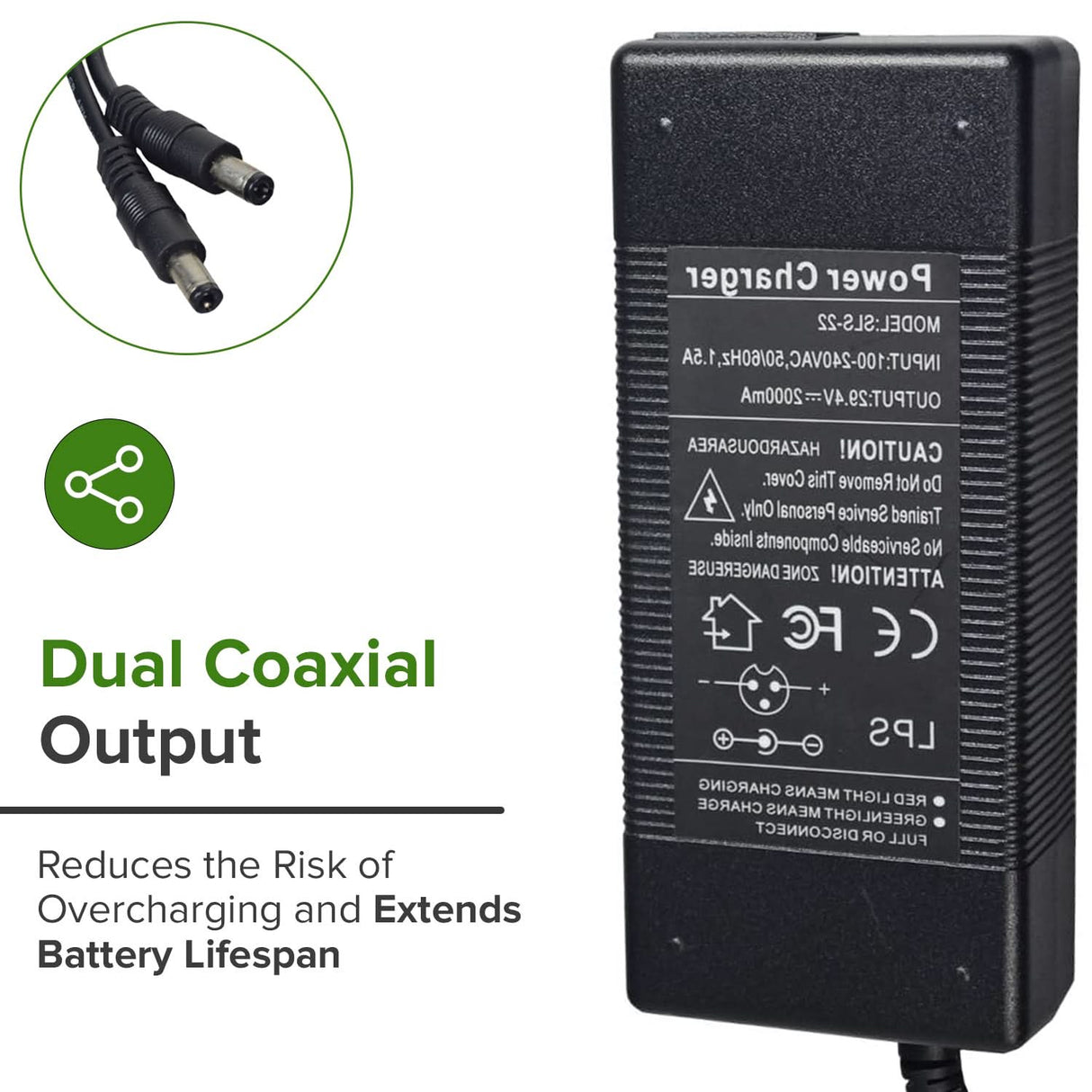 29.4V 1.5A Lithium Battery Charger for the Gyroor Hoverboard Hovershoes-Gyroshoes S300