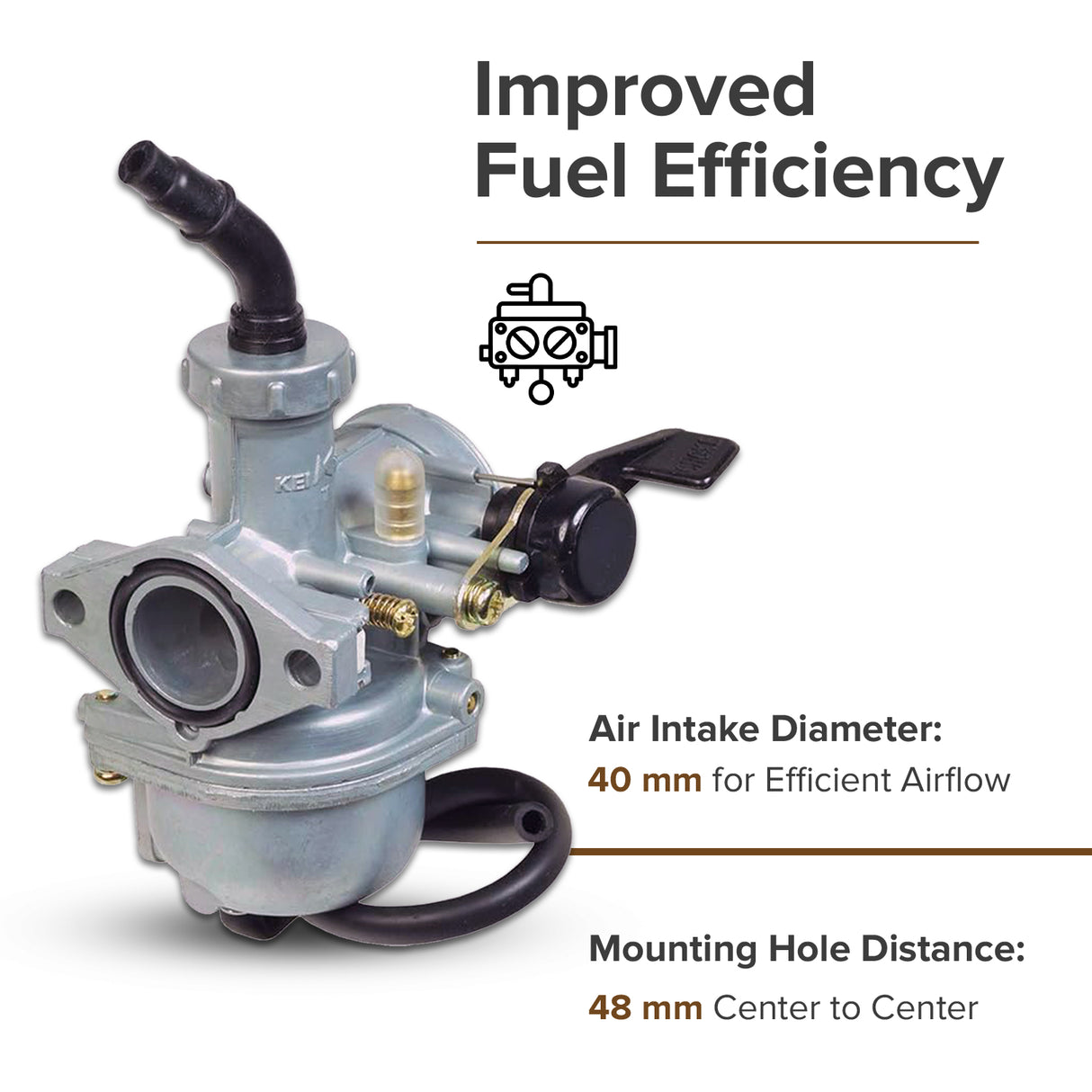 PZ22 Carburetor with 22 mm Intake & Left Side Hand Choke for 110cc & 125cc ATVs, & Dirt Bikes