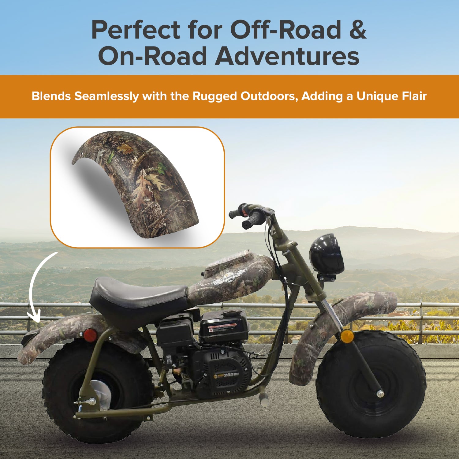 Camouflage Rear Fender for the Massimo Warrior 200 (MB200) Mini Bike