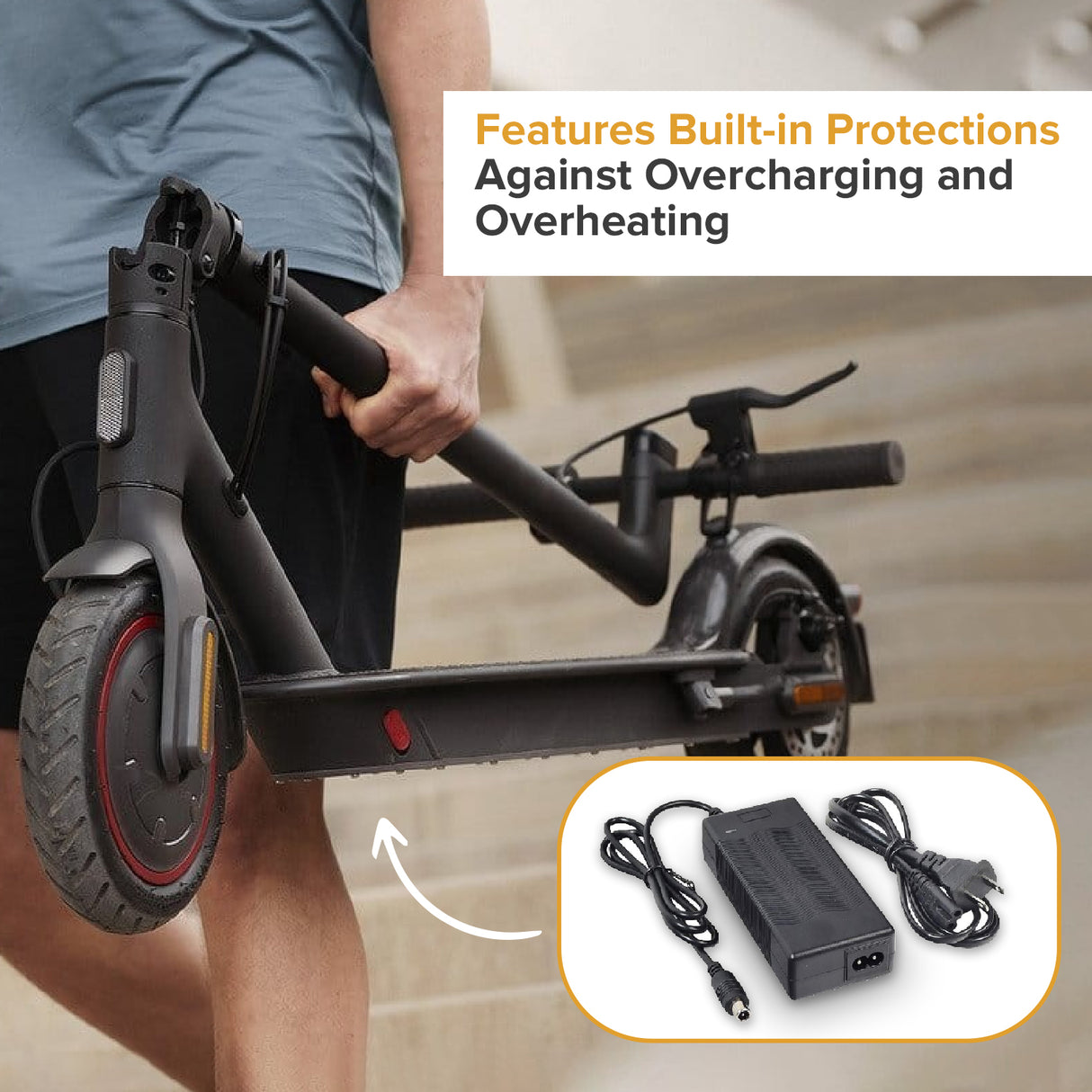 42 Volt Coaxial Battery Charger for the Ninebot ES1, ES2, ES4, & MAX G30 Electric Scooters