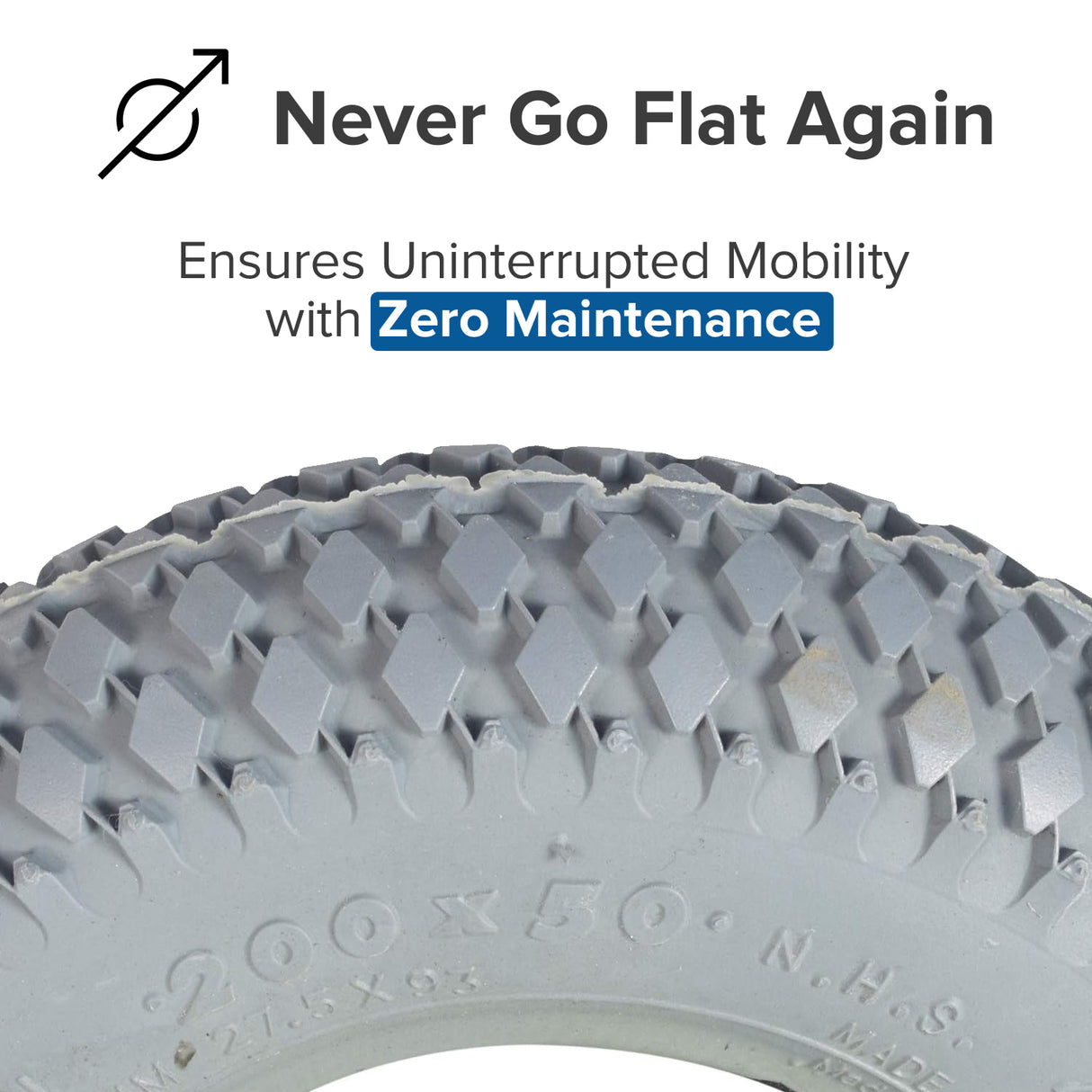 8"x2" (200x50) Foam-Filled Mobility Tire with C968G Rebel Knobby Tread