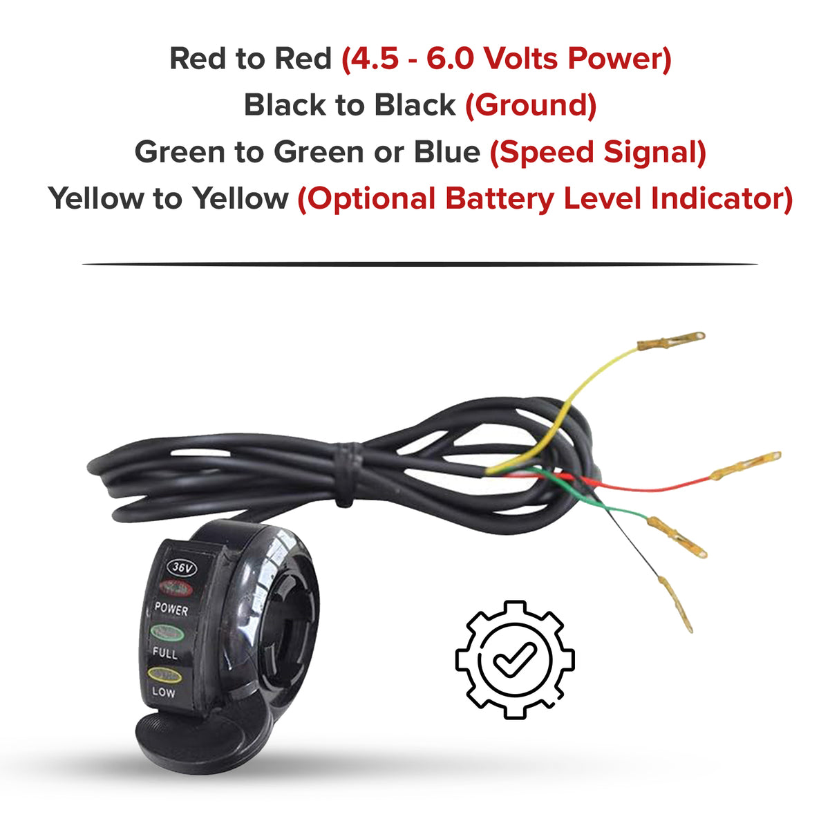 Razor Variable Speed 4-Wire Thumb Throttle for Razor Dune Buggy, Versions 1-11