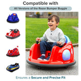 Child sitting in a toy car, highlighting the Caster Wheel for Flybar Electric Bumper Cars, ideal for replacing worn-out wheels and ensuring smooth operation of the electric bumper car.