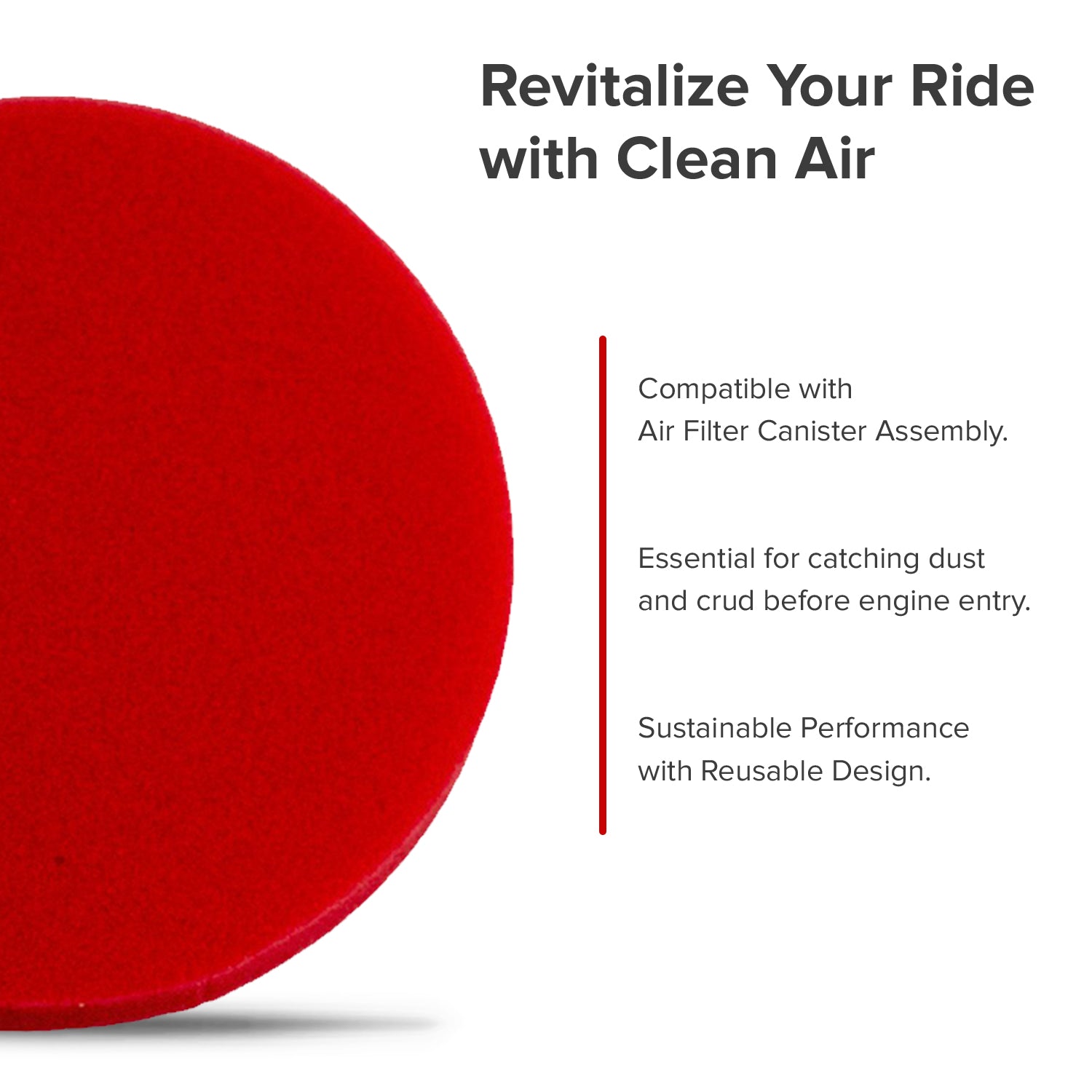 Air Filter Cartridge for Coleman AT125-EX & AT125-UT ATVs, featuring a 3-1/8 diameter, 3/8 thick foam disc, displayed with black text on a red circle background.