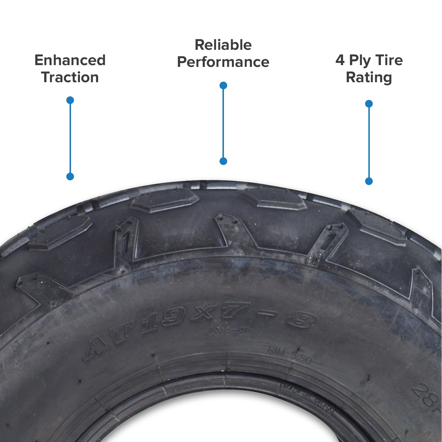 19x7.00-8 Knobby Tire with P315 Tread for Baja Mini Bikes MB165 & MB200