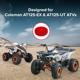 Air Filter Cartridge for Coleman AT125-EX & AT125-UT ATVs, shown in a desert setting with two ATVs. The foam disc is visible, emphasizing its role in filtering dust and debris.