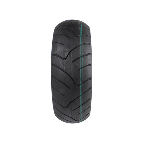 Vee Rubber 120/70-10 Street Scooter Tire with VRM 217 Tread, featuring close-up of fine tread pattern designed for versatile road conditions and enhanced durability.