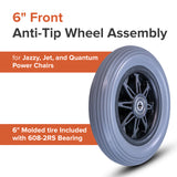 6" Front Anti-Tip Wheel Assembly for Jazzy, Jet, and Quantum Power Chairs