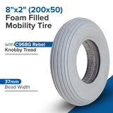 8"x2" (200x50) Foam-Filled Mobility Tire with C179G Spirit Ribbed Tread