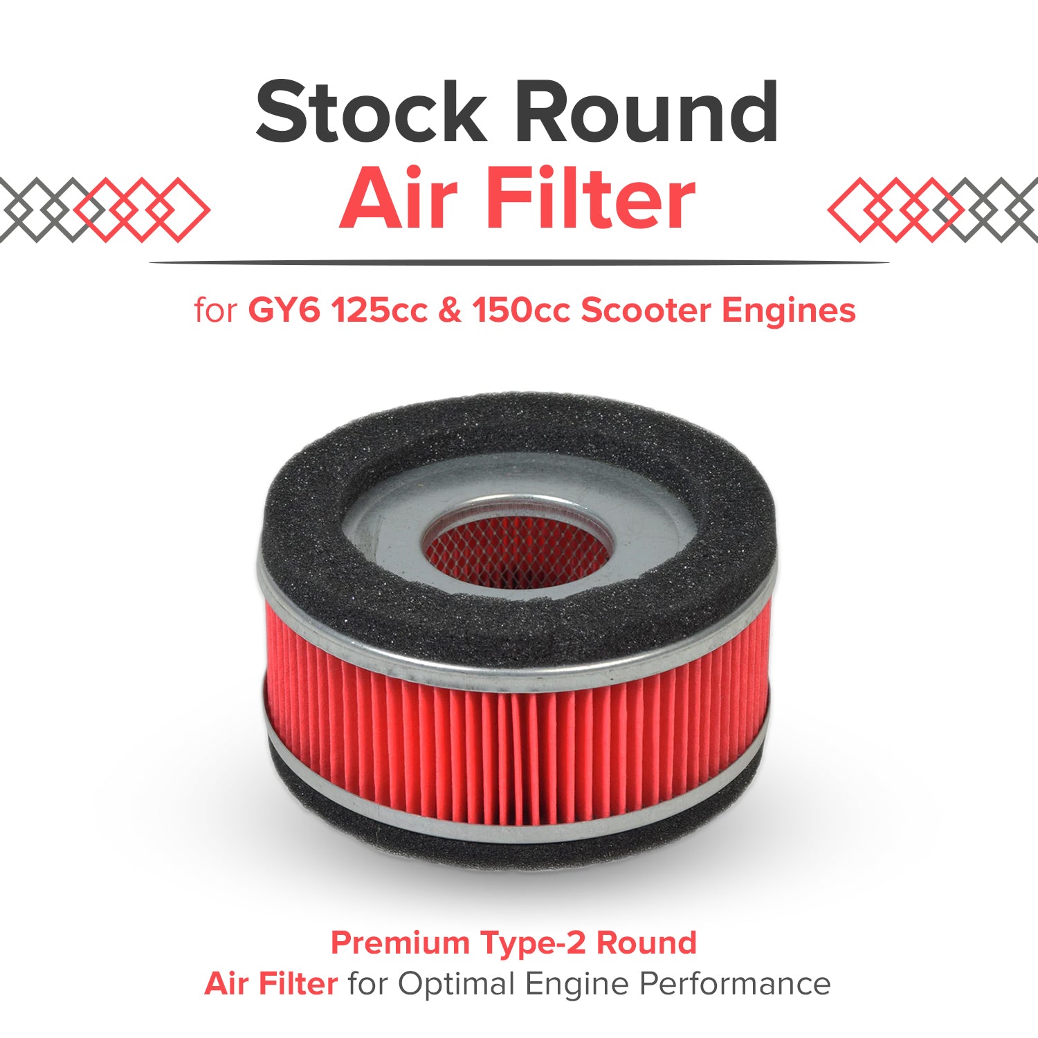 Stock OEM Round Air Filter for GY6 125cc & 150cc Scooter Engines