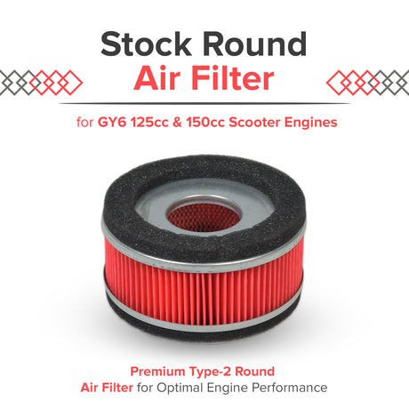 Stock OEM Round Air Filter for GY6 125cc & 150cc Scooter Engines