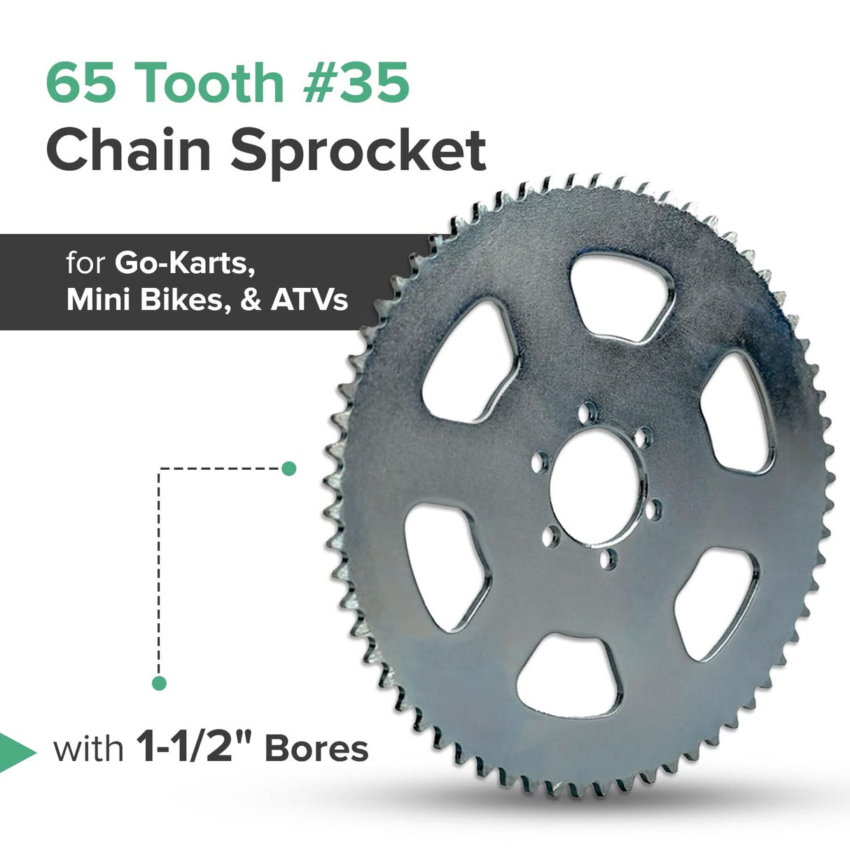 65T #35 Chain Sprocket with 1-1/2" Bore for Go-Karts, Mini Bikes, & ATVs
