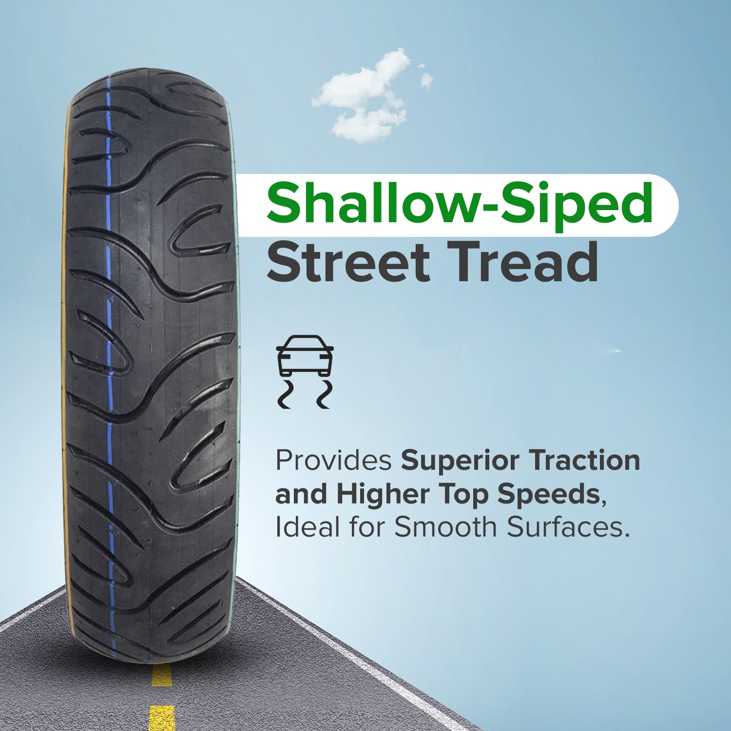 90/70-10 Tubeless Pneumatic Tire for eWheels EW-36 & EW-36 Elite Scooters