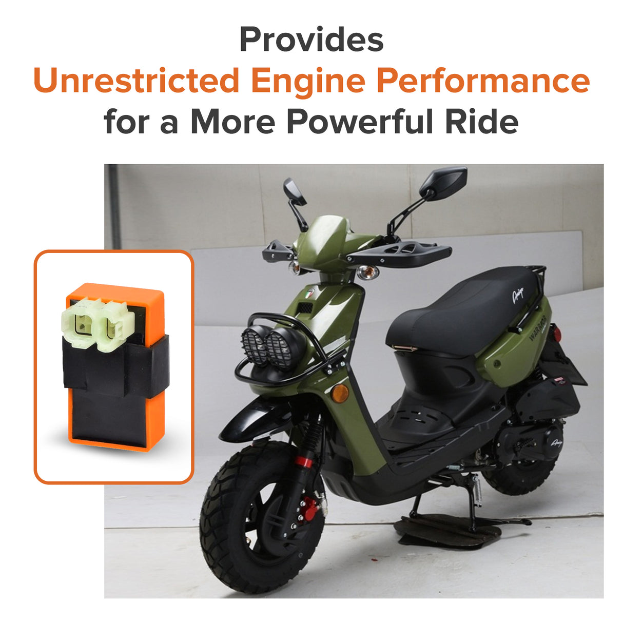 DC High Performance CDI Module (Ignitor) for 50cc, 90cc, 110cc, 125cc, & 150cc Gas Scooters & ATVs - 6 Pin Rounded Connector (Orange)