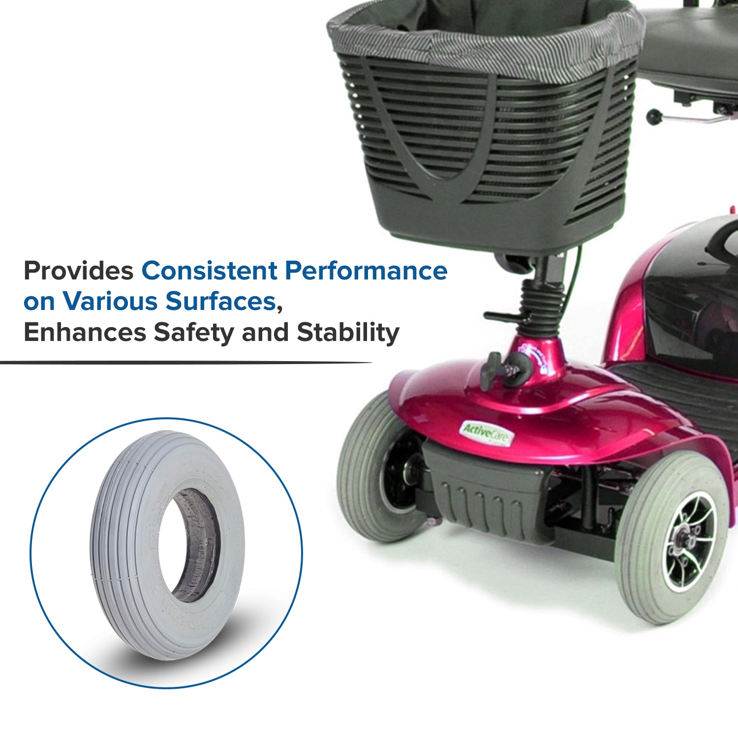 8"x2" (200x50) Foam-Filled Mobility Tire with C179G Spirit Ribbed Tread