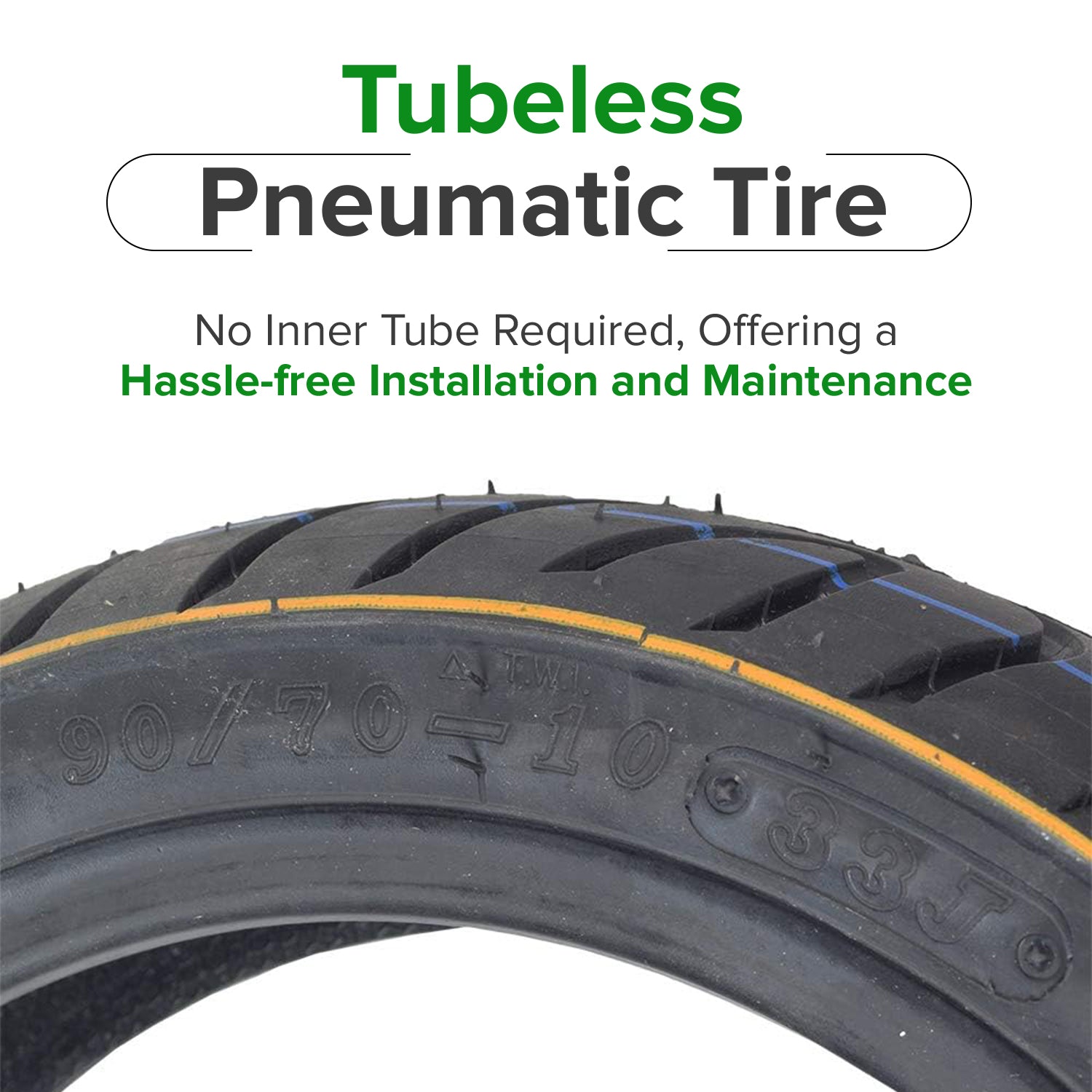 90/70-10 Tubeless Pneumatic Tire for eWheels EW-36 & EW-36 Elite Scooters