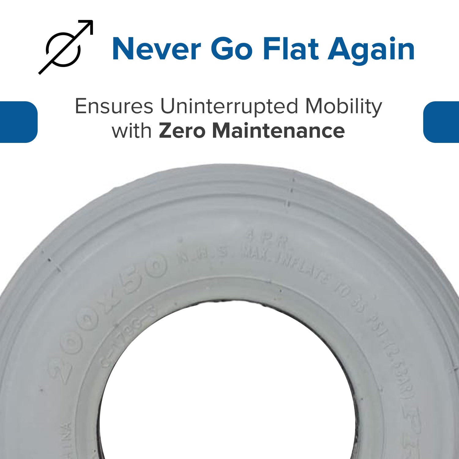 8"x2" (200x50) Foam-Filled Mobility Tire with C179G Spirit Ribbed Tread