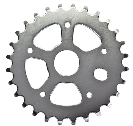 Close-up of the 1/2 28 Teeth Single Chain Sprocket, showcasing its precise metal gear teeth, perfect for enhancing bike or scooter performance.