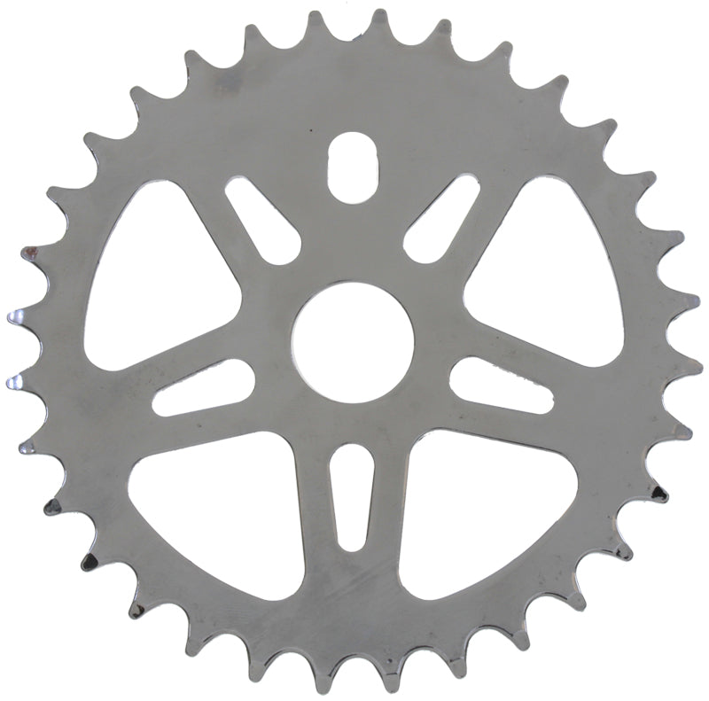 Close-up of a 1/2 32 Teeth Single Chain Sprocket, showcasing its metal gear design. Ideal for various scooters and bicycles, this sprocket features precise teeth suitable for 1/2 x 1/8 chains.