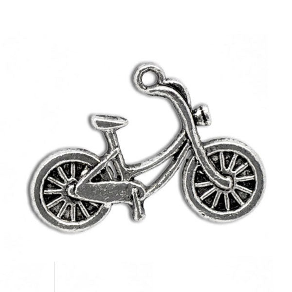 1 Bicycle Charm Pendant depicted with intricate wheel and handlebar details, ideal for charm bracelets or hat bands. A small, elegant accessory celebrating cycle culture.