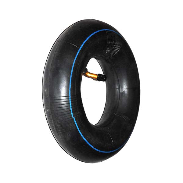 3.00-4 (10x3) Black Mobility Tire and Inner Tube Set with Traction Tread, featuring a blue line on the black tire, ideal for mobility scooters and power chairs.