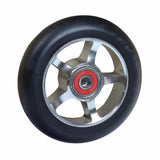 100 mm Pro Kick Scooter Wheel with 5-Spoke Core (Set of 2) featuring a close-up view of the black tire, red center, and pre-installed bearings.