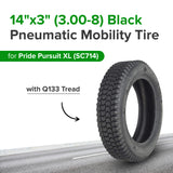 3.00-8 Pneumatic Black Tire with Q133 Tread