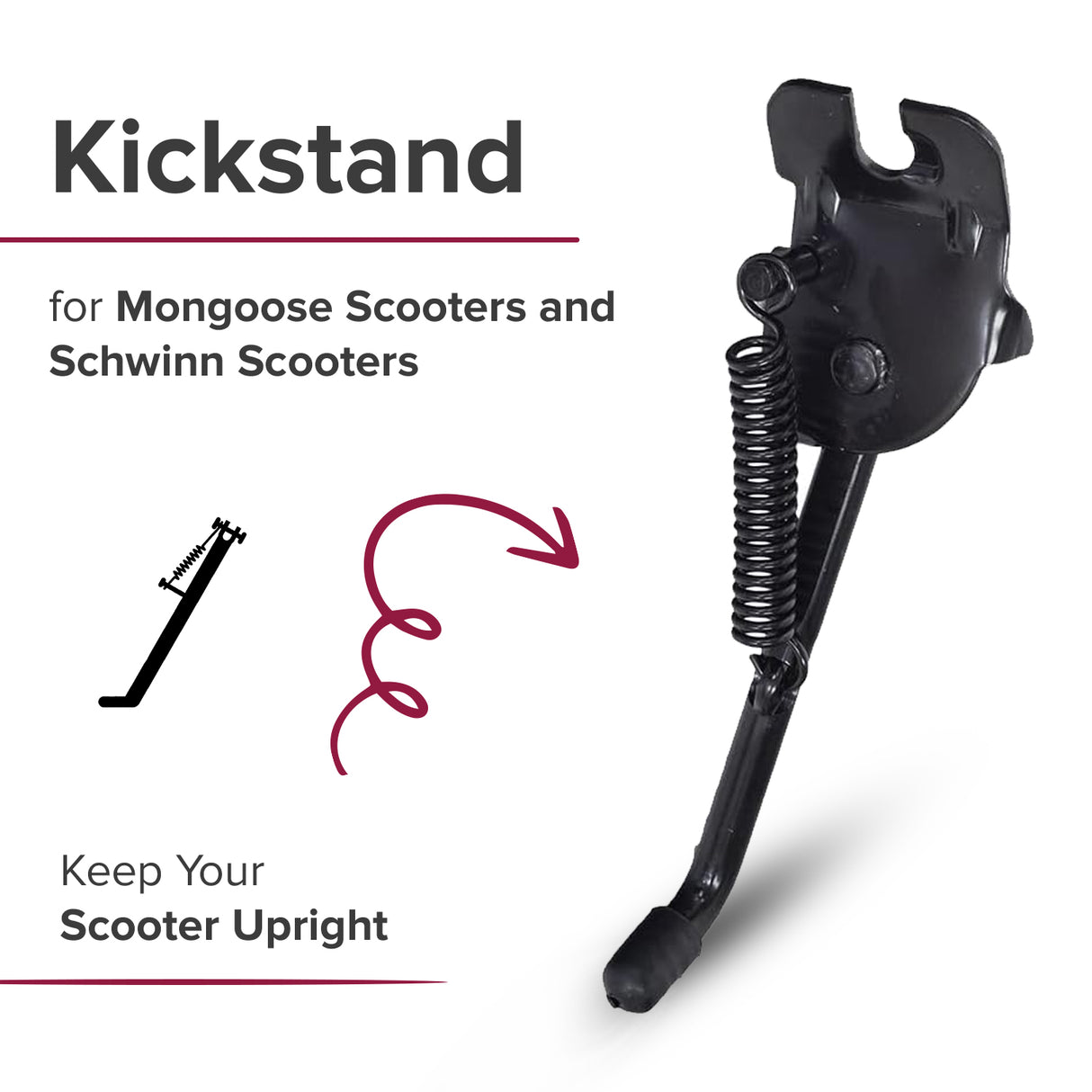 Kickstand for Currie Electric Scooters with 12-1/2" Tires