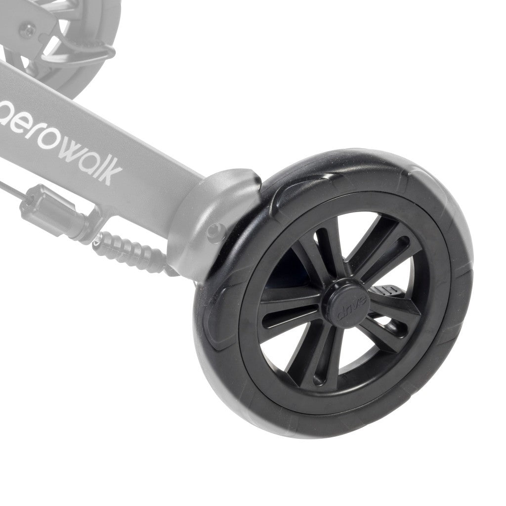 10277-05 rear wheel shown in color on the Drive Medical AeroWalk Ultra-Lite Rollator (10277), rest of the rollator greyed out