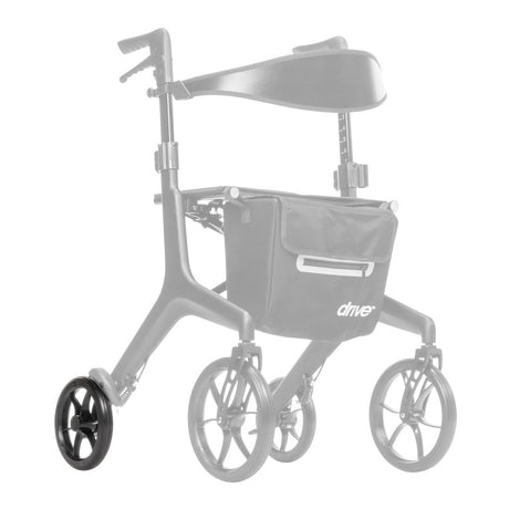 10278-03 rear wheel shown in color on the Drive Medical AeroCarbon Ultra-Lite Rollator (10278), rest of the rollator greyed out
