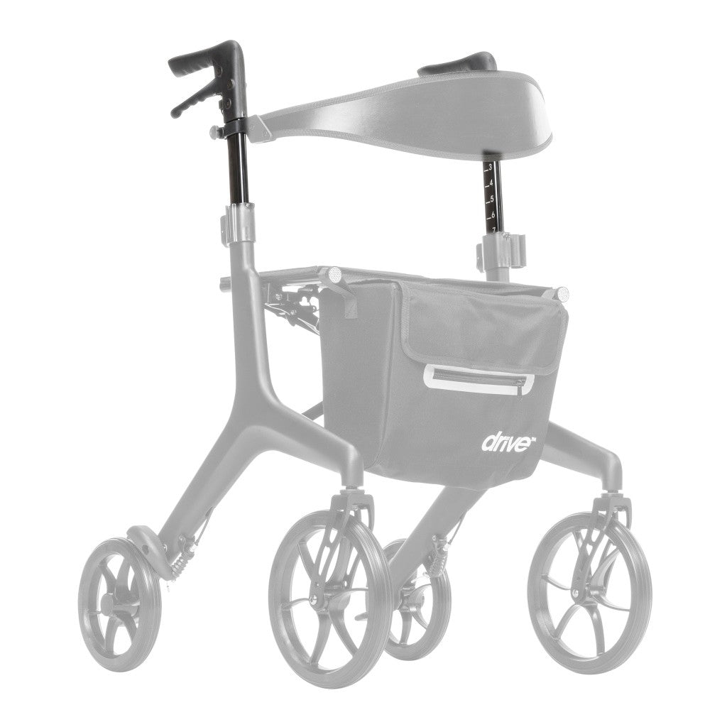 10278-07 / 10278-08 handlebar assembly (left and right) shown in color on the Drive Medical AeroCarbon Ultra-Lite Rollator (10278), rest of the rollator greyed out