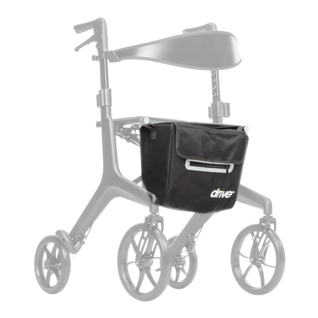 10278-20 tote bag shown in color on the Drive Medical AeroCarbon Ultra-Lite Rollator (10278), rest of the rollator greyed out