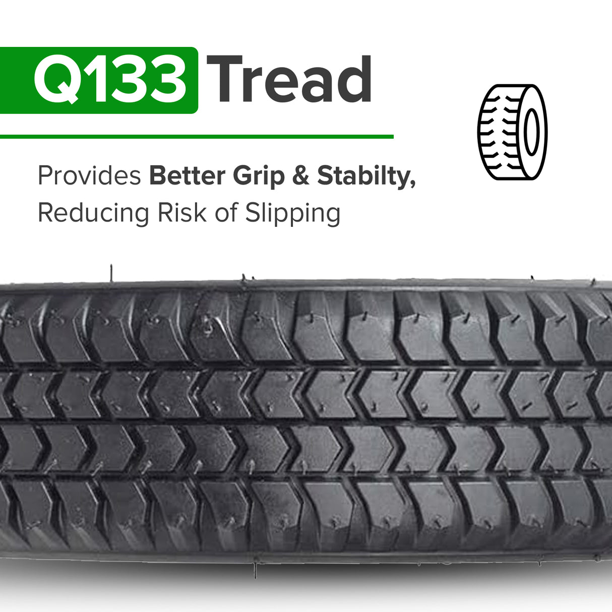 3.00-8 Pneumatic Black Tire with Q133 Tread