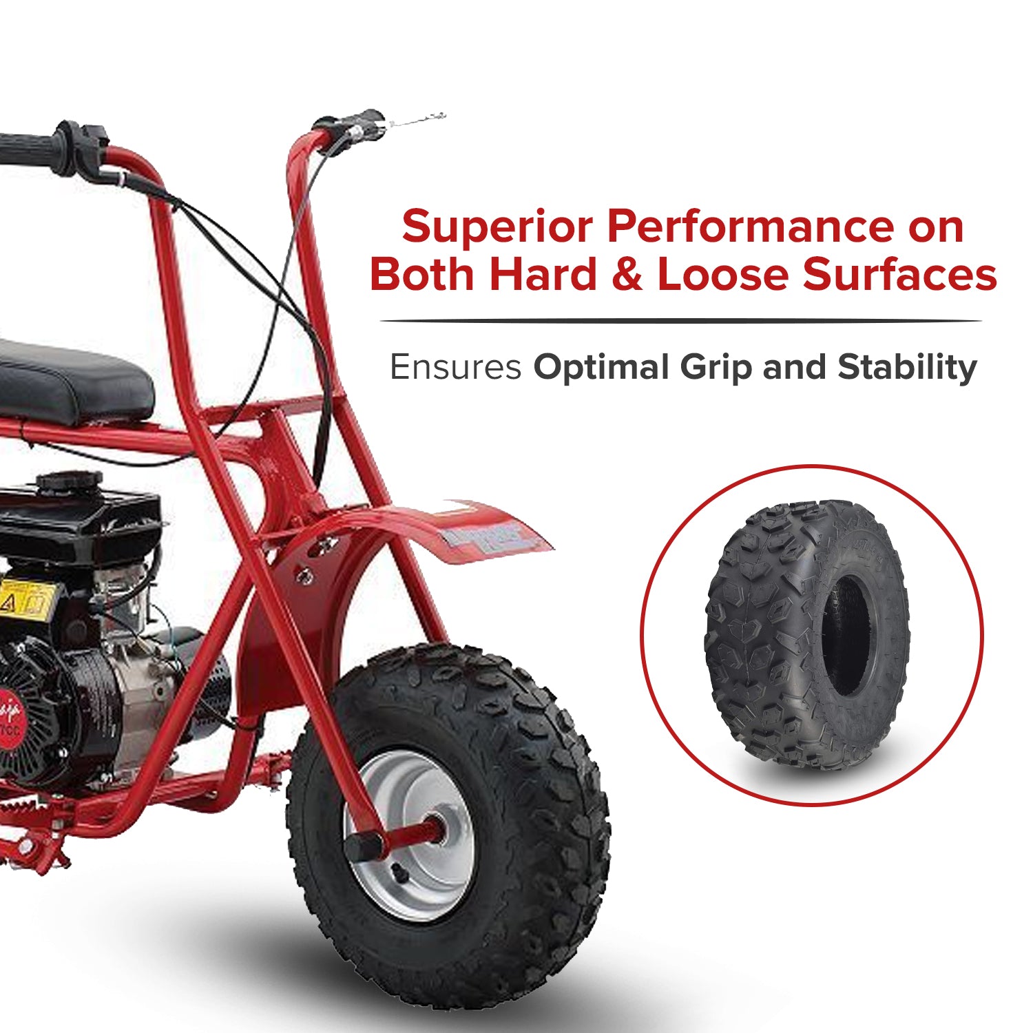 145/70-6 Tire for the Oryxearth 105cc 4-Stroke Mini Bike