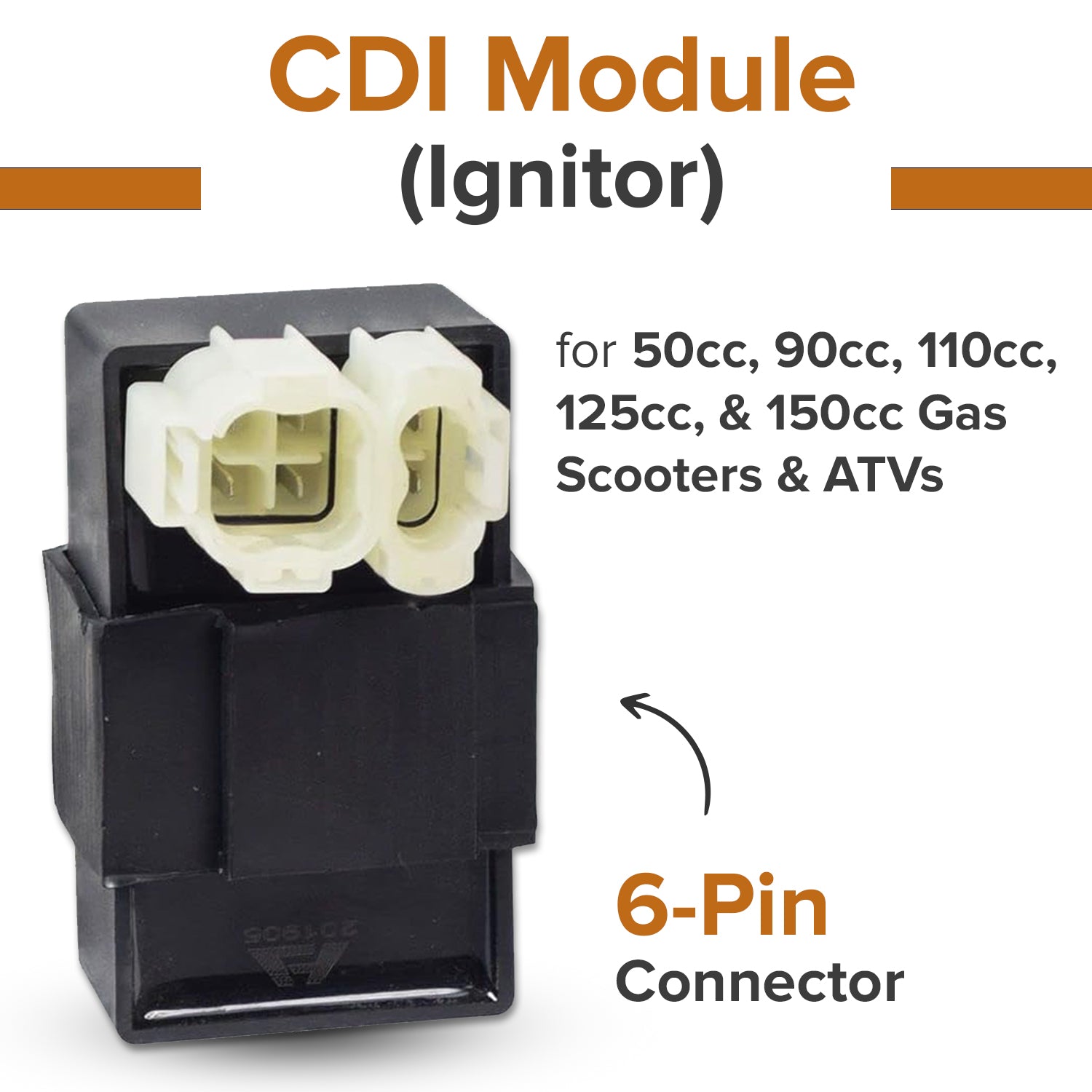 CDI Module (Ignitor) with 6 Pin Rounded Connector for the TaoTao Fastwind 50 Scooter