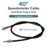 40" Speedometer Cable with Metal Snap-In End for Scooters & Go-Karts