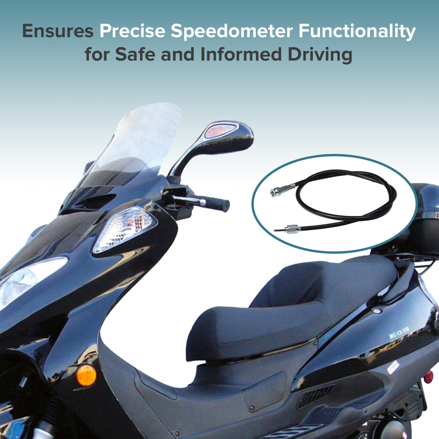 40" Speedometer Cable with Metal Snap-In End for Scooters & Go-Karts