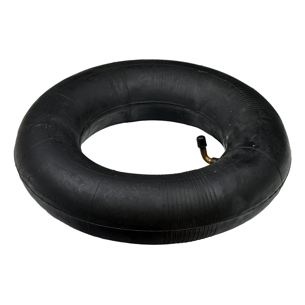 10x4.50-6 Inner Tube with Angled Valve Stem for Minimoto vehicles, shown as a black rubber tube with a valve stem, designed to fit specific tire sizes.