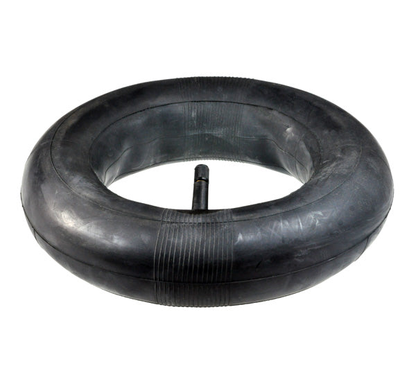 10x4.50-6 Inner Tube with Straight Valve Stem for ATVs, Go-Karts, Lawn Mowers, & Wheelbarrows, displayed as a black rubber tire with an inner tube and straight valve stem.