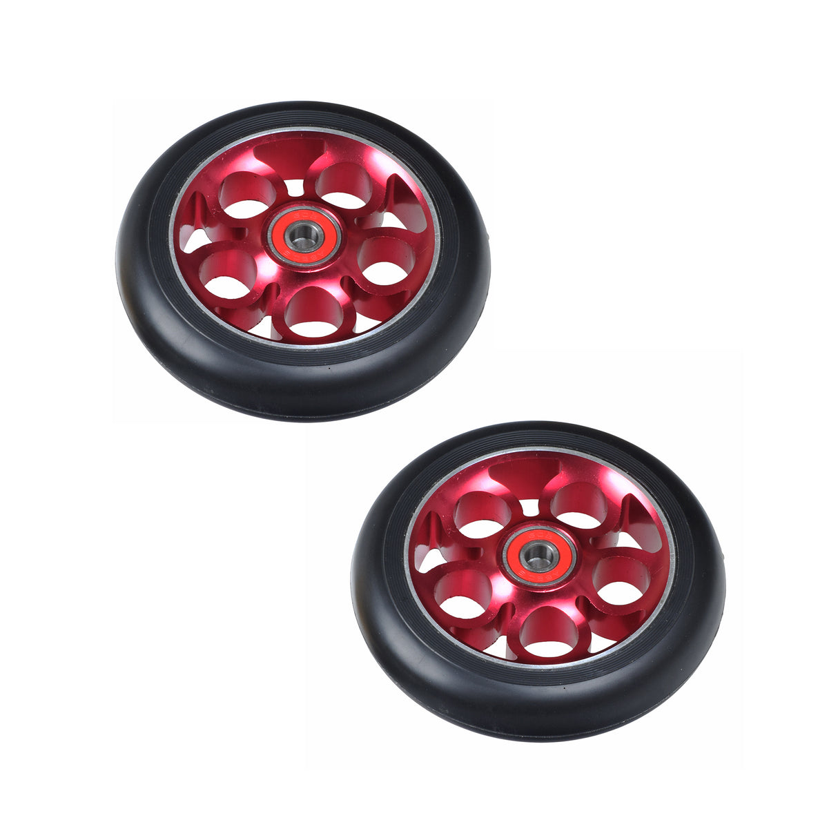 110 mm Pro Kick Scooter Wheel with 5-Clover Core (Set of 2), featuring a robust rubber exterior and durable metal alloy hub, perfect for professional riders seeking strength and durability in their scooter wheels.