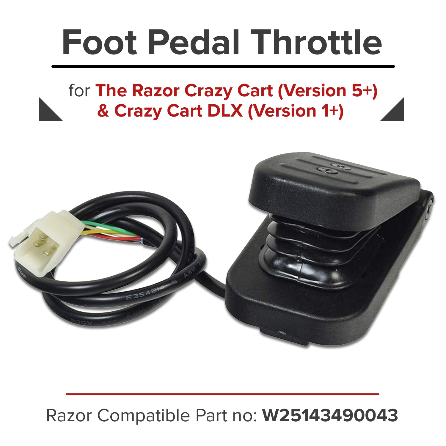 Foot Pedal Throttle for the Razor Crazy Cart (Version 5+) & Crazy Cart DLX (Version 1+)