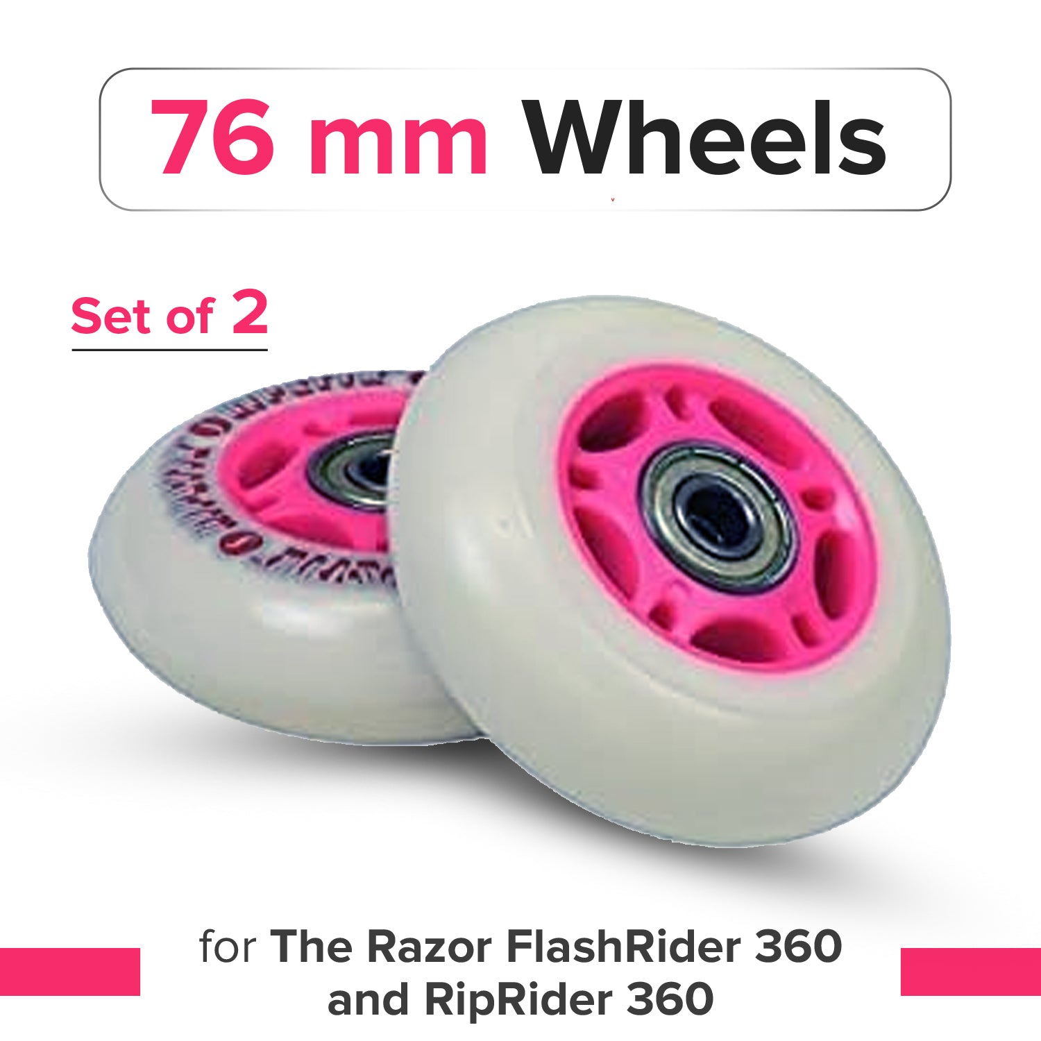 76 mm x 24 mm Caster Wheels for the Razor Crazy Cart (V1-6) & Crazy Cart XL (V1-2) (Set of 2)
