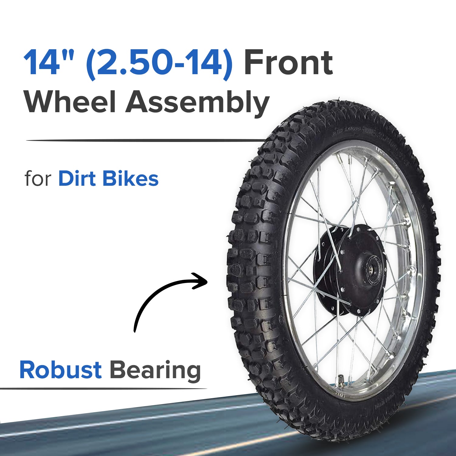 14" (2.50-14) Front Wheel Assembly for Dirt Bikes