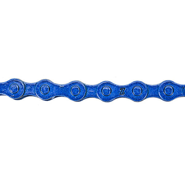 112 Link 1/2 x 1/8 Bike Chain with Master Link, close-up of a blue chain segment, showcasing its robust design suitable for BMX and single-speed bikes.