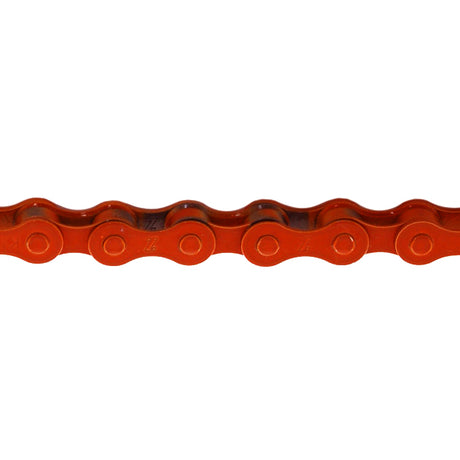 Close-up of the 112 Link 1/2 x 1/8 Bike Chain with Master Link, showcasing the chain's detailed construction and sturdy links, ideal for BMX, Fixie, and track racing bikes.