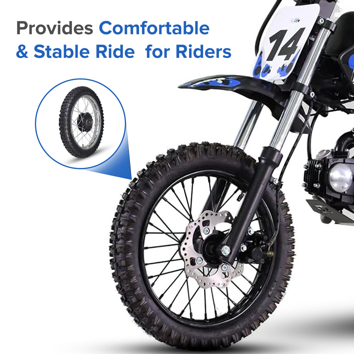 14" (2.50-14) Front Wheel Assembly for Dirt Bikes