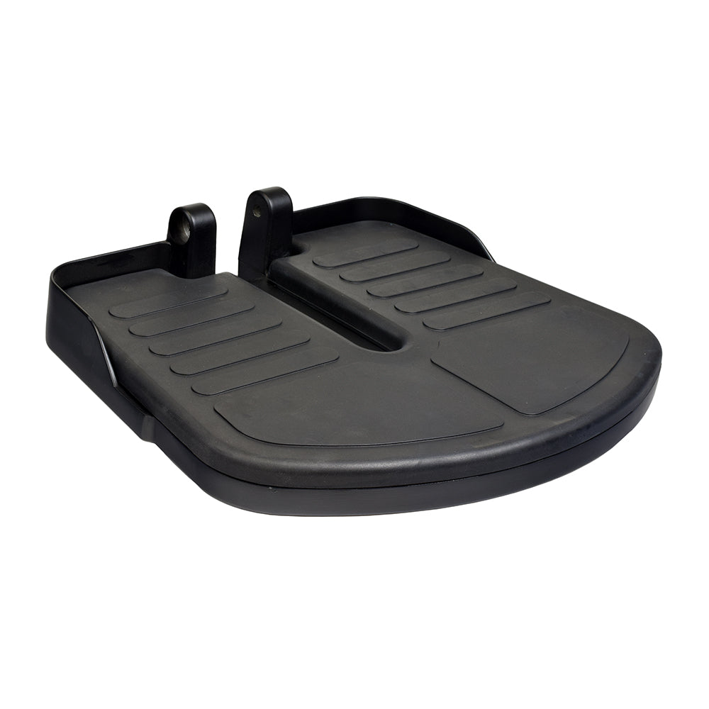 11.62 Foot Platform for Jazzy 1101/1121, black plastic with a grid pattern, designed for power chair comfort, rubber mat surface, no mounting bracket or hardware included.