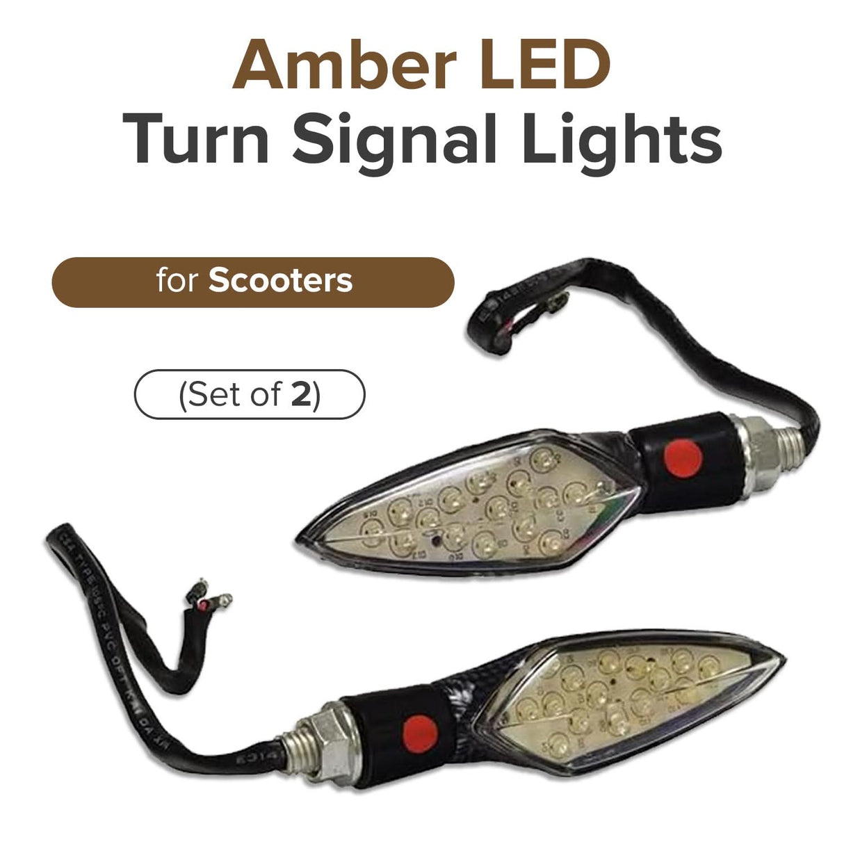 Amber LED Turn Signal Lights for Scooters (Set of 2)