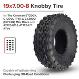 19x7.00-8 Knobby Tire for the Coleman BT200X, CT200U, & CT200U-EX Mini Bikes